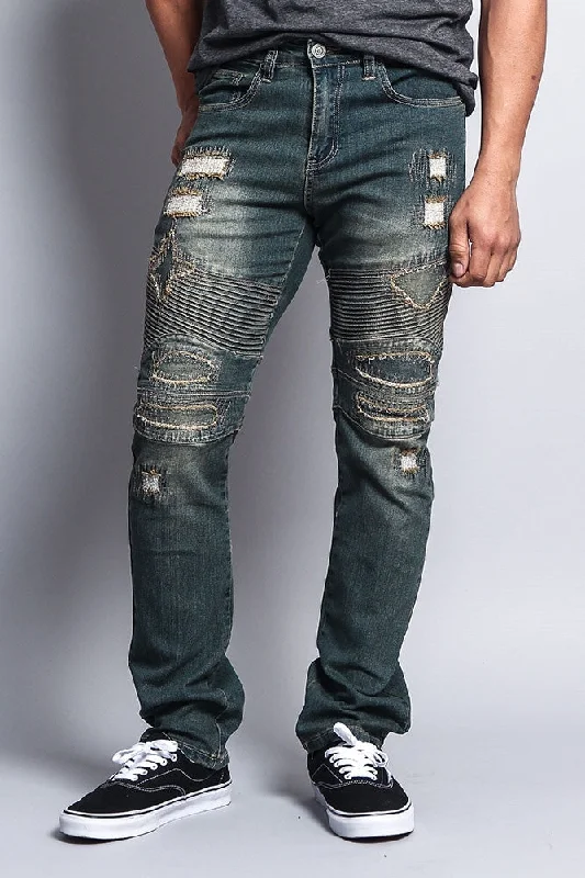 Street Tees Destroyed Slim Fit Biker Jeans