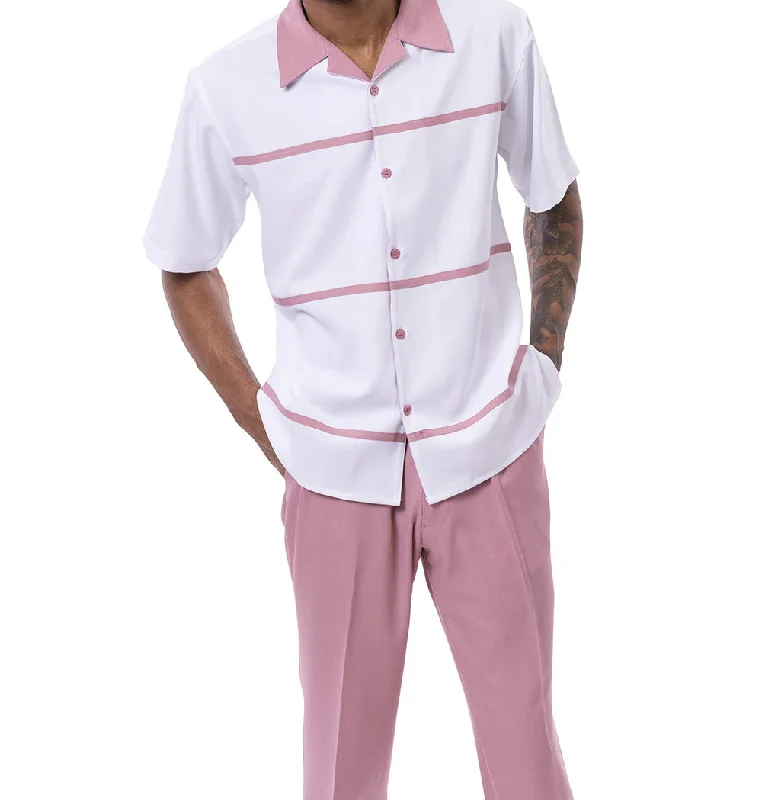 Cool Jackets Rose Horizontal Line Walking Suit 2 Piece Short Sleeve Set