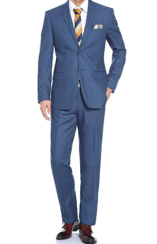 Tailored Coats Blue Dress Suit Slim Fit 2 Piece Notch Lapel