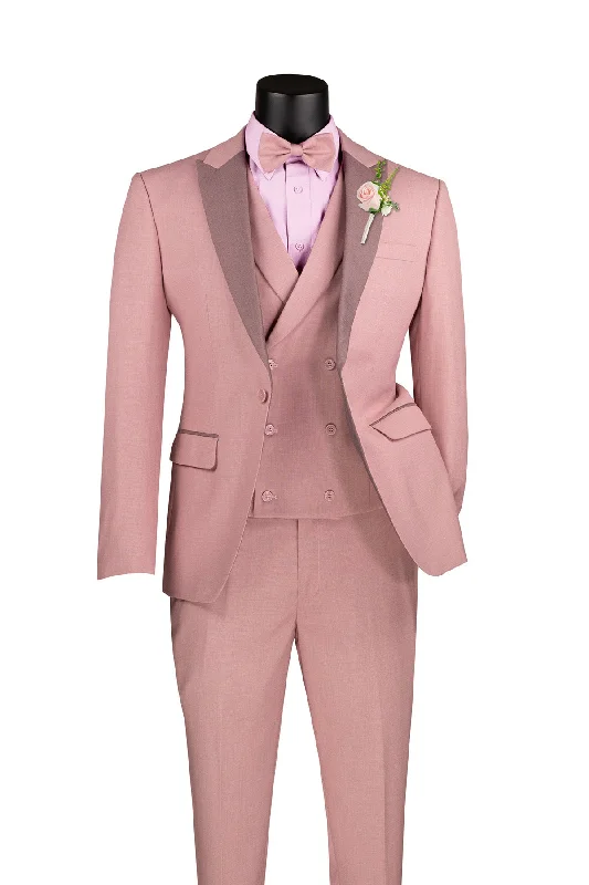 Preppy Pants Slim Fit Tuxedo 3 Piece with Matching Bow Tie in Mauve