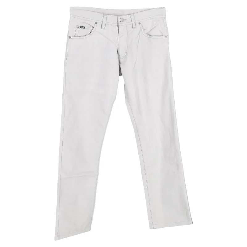 Hiking Boots Tom Ford Mid-Waist Straight-Leg Jeans in White Cotton Denim