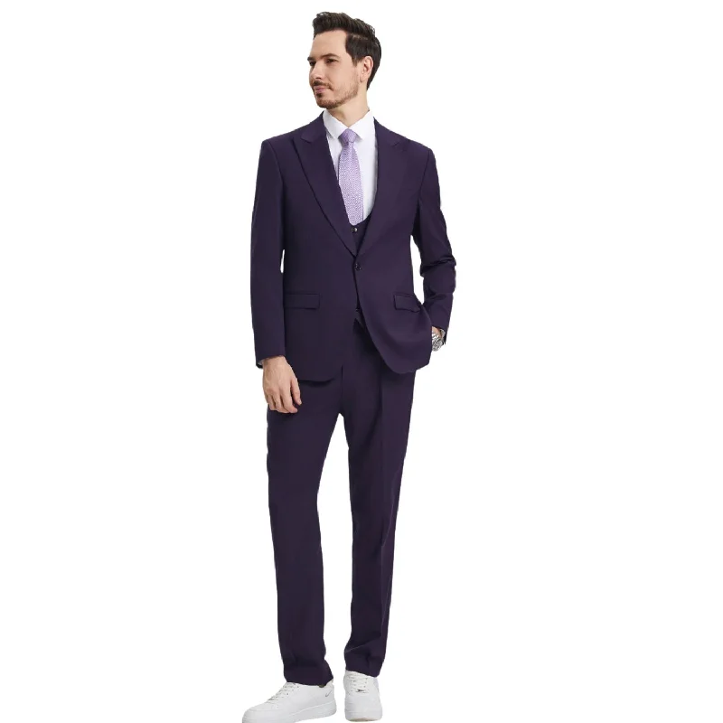 Printed Trousers Maroonyx Collection: Stacy Adams Eggplant Purple 3-Piece Suit