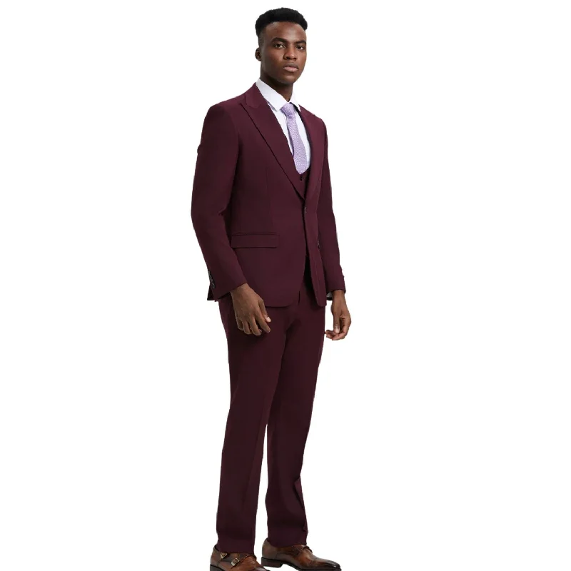 Comfortable Sneakers Maroonyx Collection: Stacy Adams Burgundy 3-Piece Suit