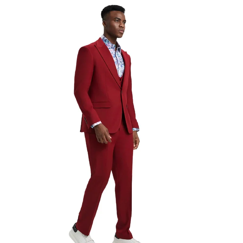 Wool Suits Maroonyx Collection: Stacy Adams Cherry Red 3-Piece Suit