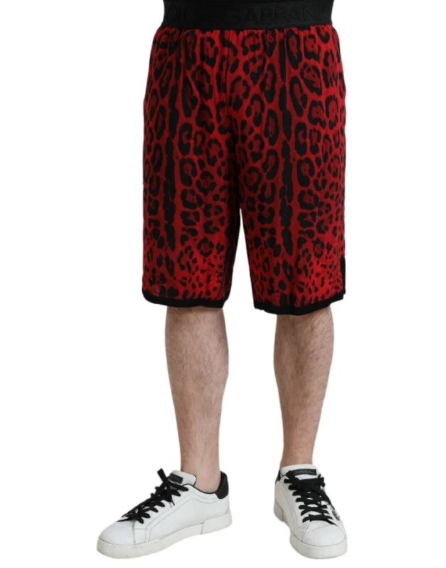 Hiking Boots Dolce & Gabbana  Leopard Print Viscose Bermuda Men's Shorts