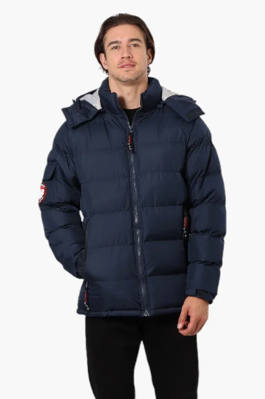 Casual Polos Canada Weather Gear Zip Pocket Bubble Bomber Jacket - Navy