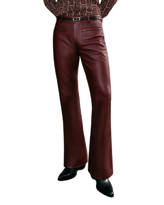 Urban Vests Mens Maroon Leather Pants