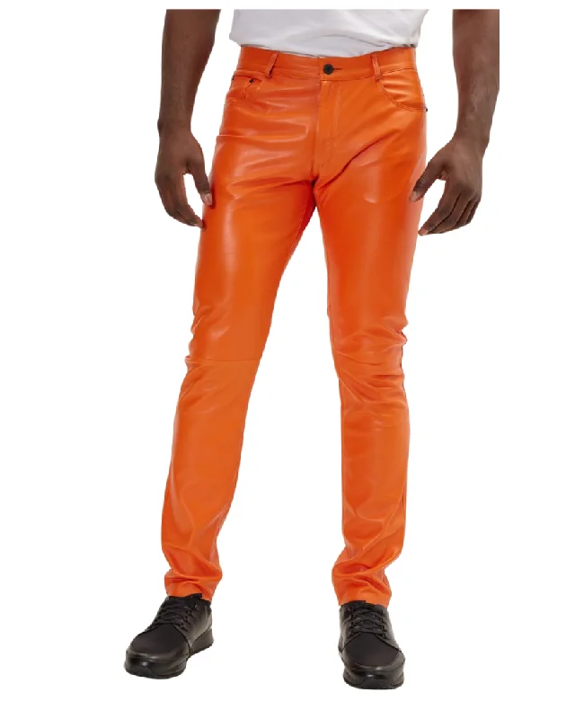 Winter Boots Mens Orange Leather Pants