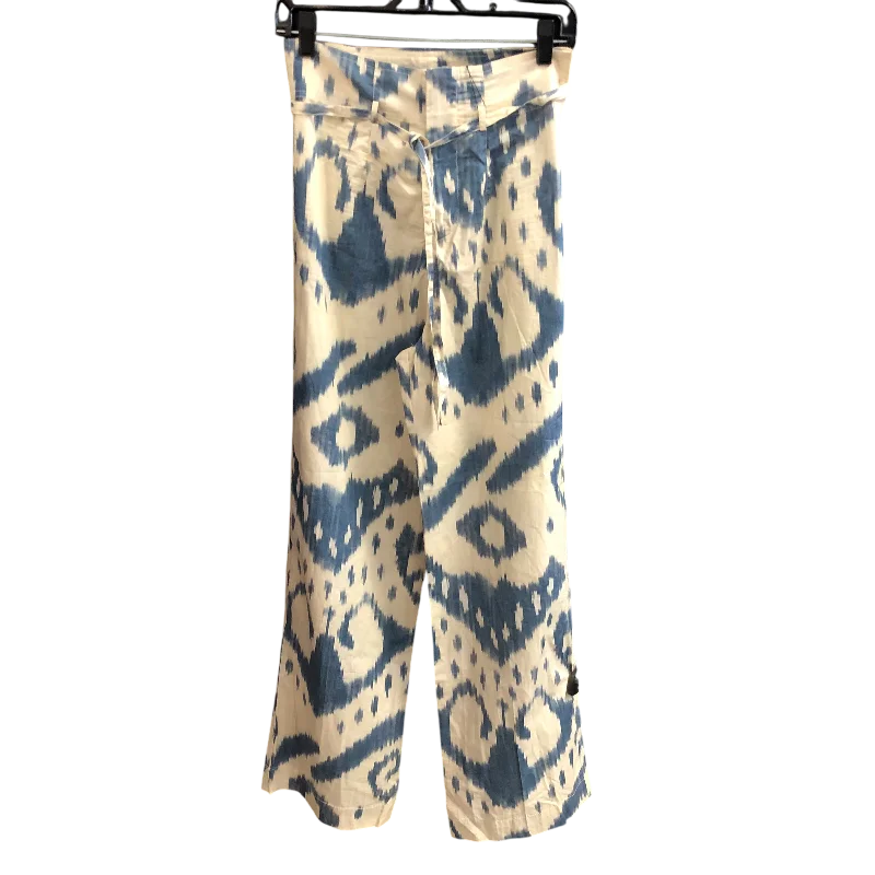 Urban Vests Pants Wide Leg By Zara In Blue & Cream, Size: Xs