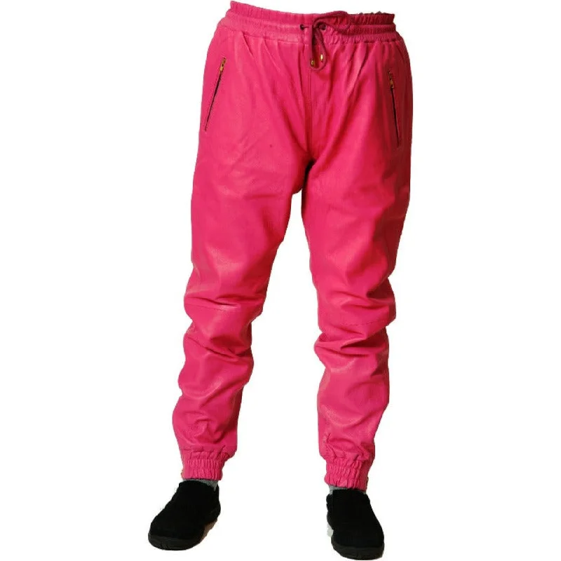 Leather Gloves Pink Leather Joggers