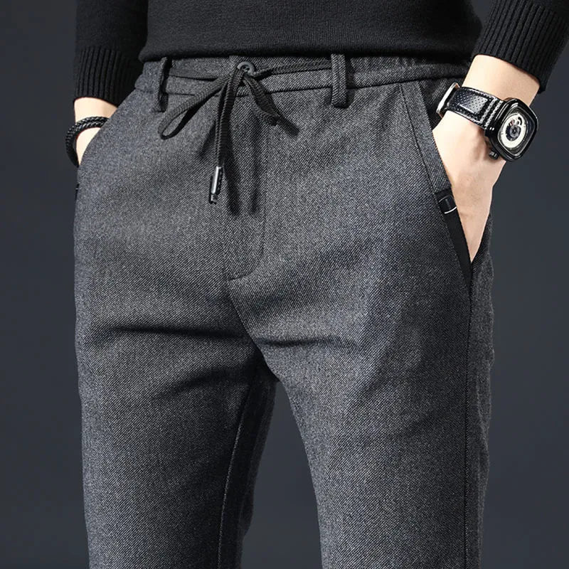 Relaxed Wear Thicken Men's Casual Sport Pants. Male Clothing. New Solid Full Straight Trousers