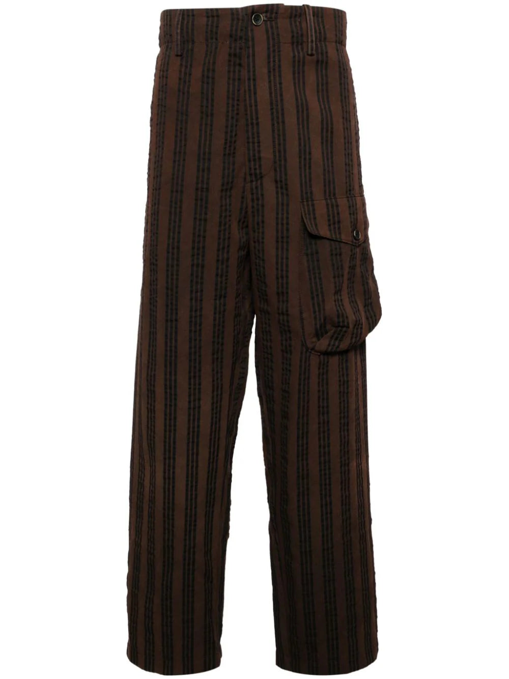 Graphic Caps Vertical-Stripe Drop-Crotch Trousers