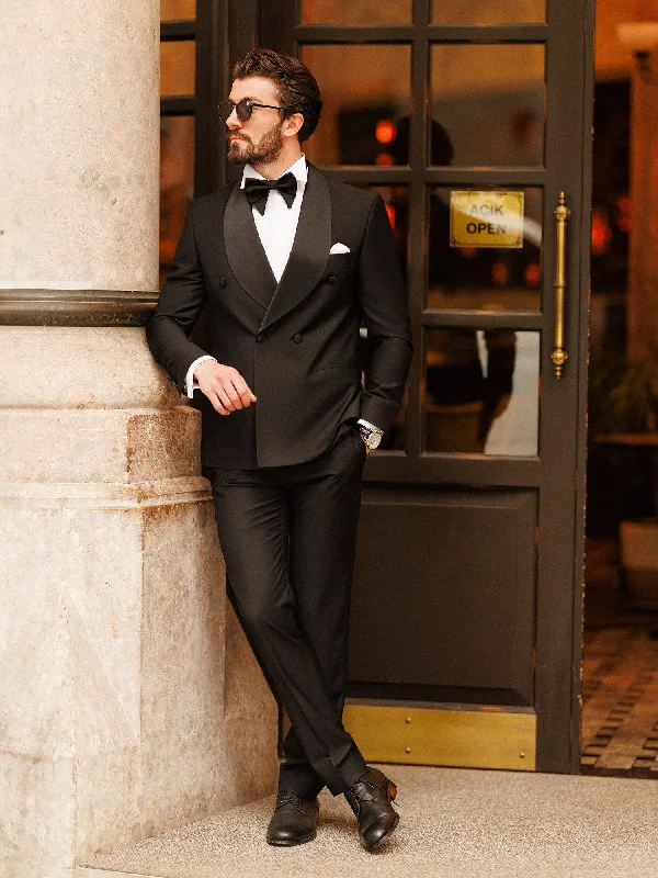 Everyday Outfits Black Double Breasted Tuxedo 2-Piece