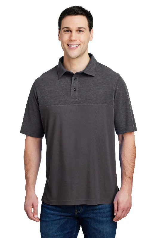 Boho Menswear Core 365 Mens Fusion ChromaSoft Performance Moisture Wicking Colorblock Short Sleeve Polo Shirt - Carbon Grey/Heather Carbon Grey