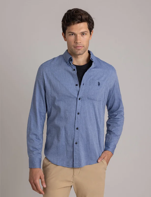 Rugged Jackets COTTON HERRINGBONE TWILL LONG SLEEVE SHIRT