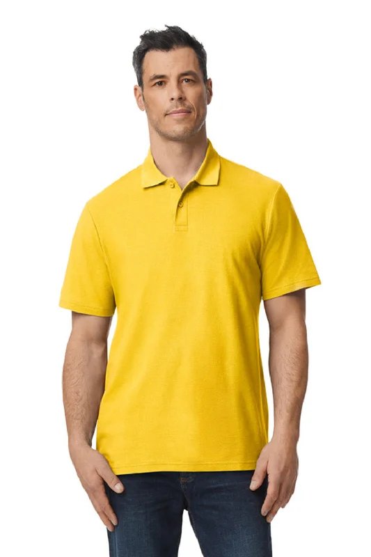 Stylish Sneakers Gildan Mens SoftStyle Double Pique Short Sleeve Polo Shirt - Daisy Yellow