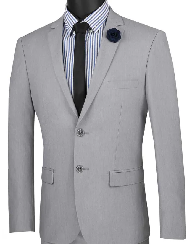 Active Gear Gray Ultra Slim Fit Suit 2 Buttons 2 Piece