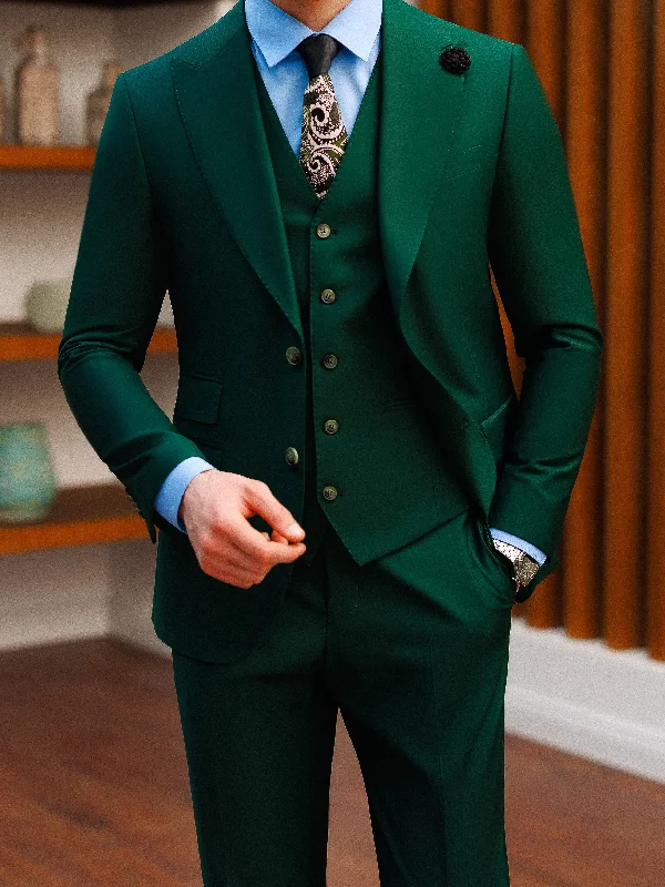 Bold Prints Green Slim-Fit Suit 3-Piece