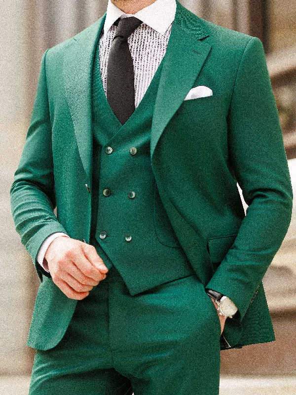 Casual Chinos Green Slim-Fit Suit 3-Piece