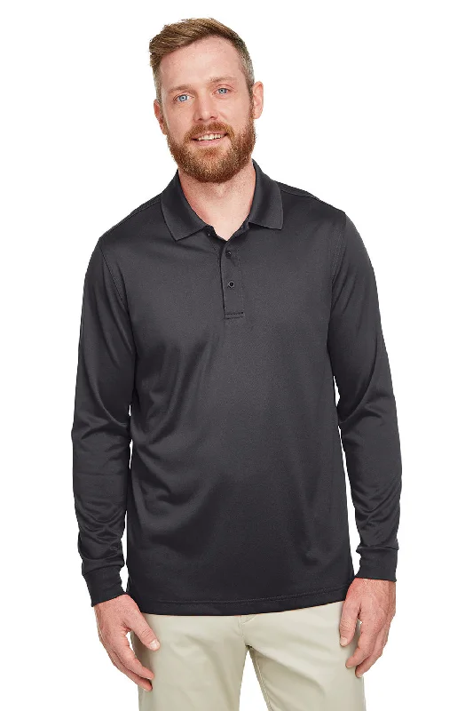 Smart Casual Harriton Mens Advantage Performance Moisture Wicking Long Sleeve Polo Shirt - Dark Charcoal Grey