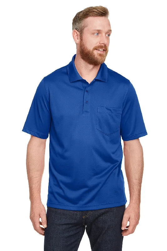 Casual Boots Harriton Mens Advantage Performance Moisture Wicking Short Sleeve Polo Shirt w/ Pocket - True Royal Blue