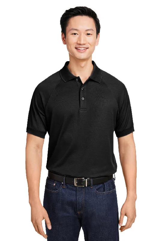 Warm Jackets Harriton Mens Charge Moisture Wicking Short Sleeve Polo Shirt - Black