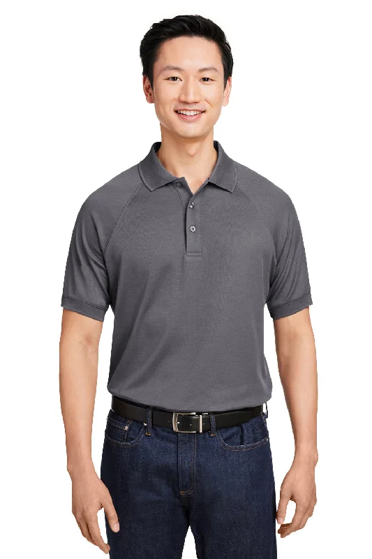 Cool Jackets Harriton Mens Charge Moisture Wicking Short Sleeve Polo Shirt - Dark Charcoal Grey