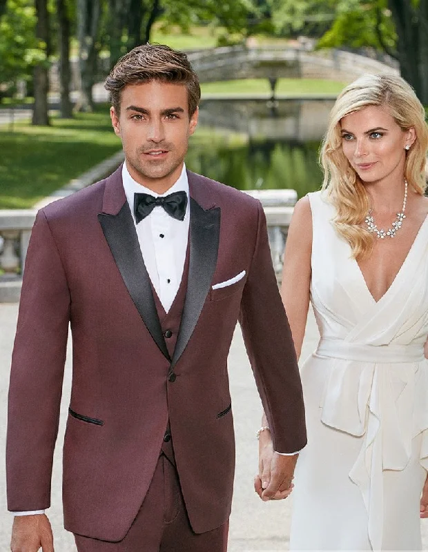 Stylish Joggers Mens Designer Wedding Tuxedo in Burgundy