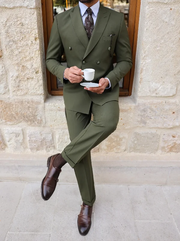 Premium Fabric Khaki Double Breasted Suit 2-Piece