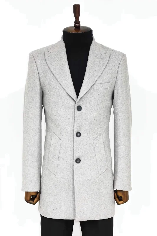 Suede Jackets LIGHT GRAY WIDE LAPEL WOOL PEACOAT SLIM FIT