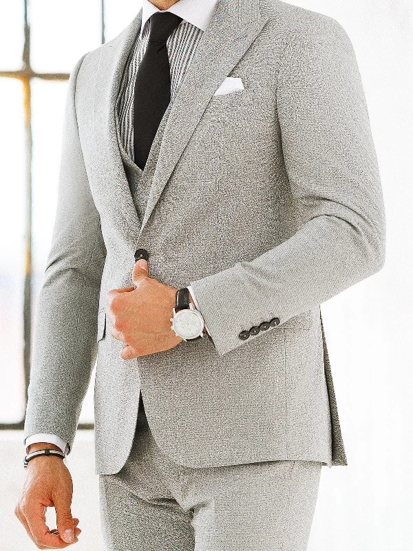 Cool Jackets Light Grey Slim-Fit Suit 3-Piece