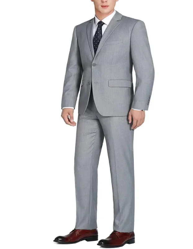 Everyday Wear Light Grey Suit - Silver Gray Suit For Wedding - Mens Basic Two Button Classic Fit Suit With Optional Light Grey Vest