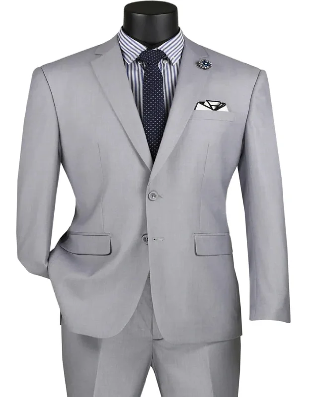 Statement Shoes Light Grey Suit - Silver Gray Suit For Wedding - Mens Basic Two Button Modern Fit Light Grey Suit