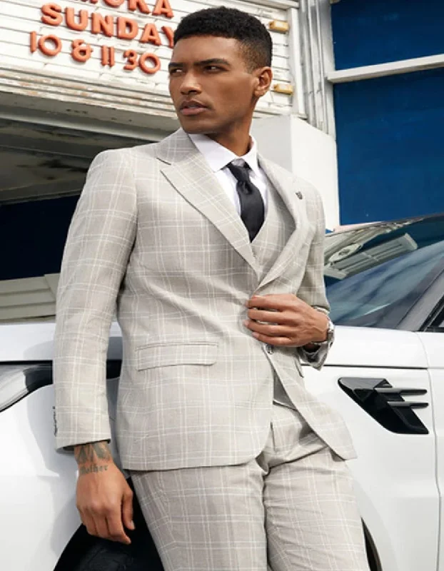 Street Tees Light Grey Suit - Silver Gray Suit For Wedding - Men's Stacy Adam's Two Button Vested Light Grey Business Suit