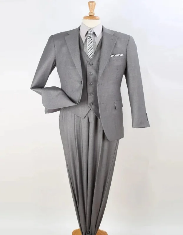 Stylish Joggers Light Grey Suit - Silver Gray Suit For Wedding - Mens Two Button Classic Fit Light Grey Vested Suit