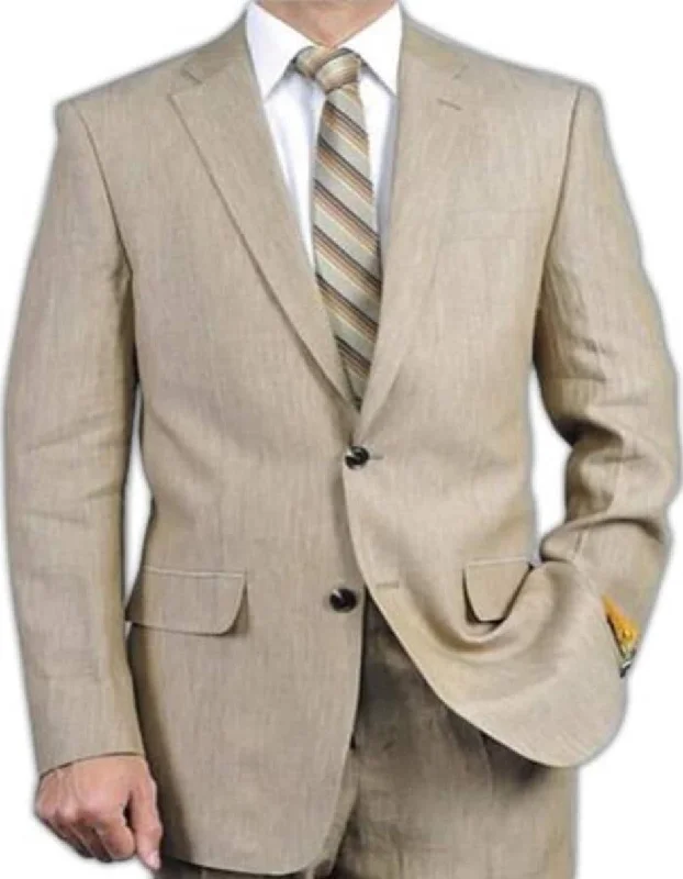 Sportswear Styles Linen Suit - Mens Summer Suits in Beige Big and Tall Color - Beach Wedding