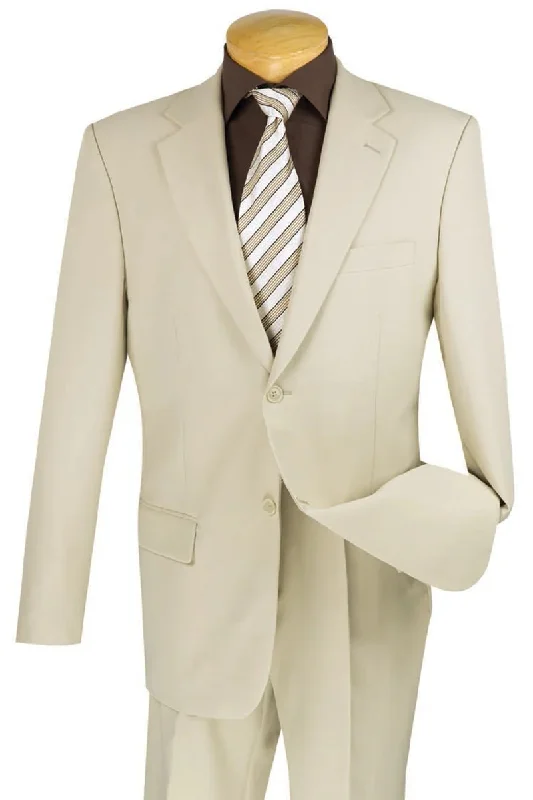 Everyday Wear Mens 2 Button Classic Poplin Suit in Beige