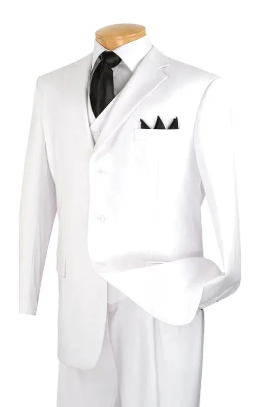 Urban Apparel Mens 3 Button Classic Fit Vested Basic Suit in White