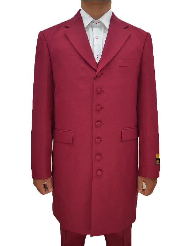 Lightweight Coats Mens Classic Vested Zoot Suit in Burgundy