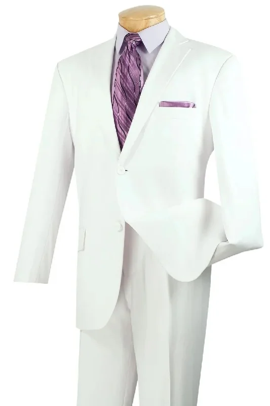 Street Shorts Mens Modern Fit Two Button Poplin Suit in White