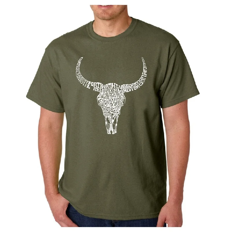 Bright Shirts Men's Word Art T-shirt - Texas Skull