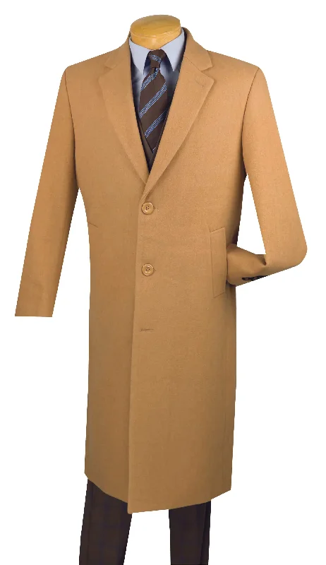 Trendy Joggers Milano Collection - Winter Fall Essentials Men's Dress Top Coat 48" Long in Camel