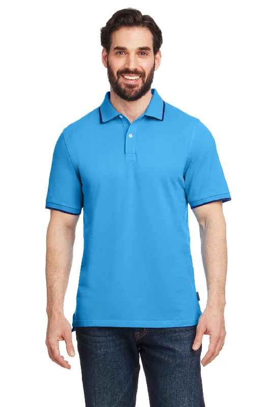 Cool Hoodies Nautica Mens Desk Short Sleeve Polo Shirt - Azure Blue/Navy Blue