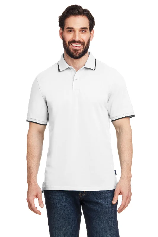 Funky T-shirts Nautica Mens Desk Short Sleeve Polo Shirt - White/Navy Blue