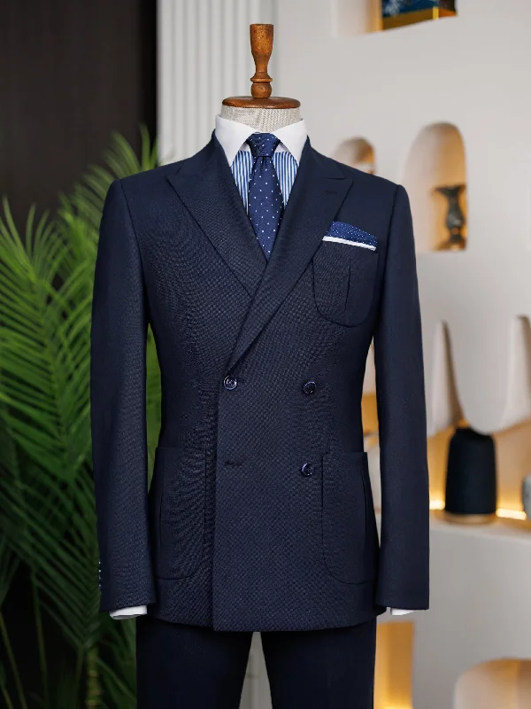 Designer Ties Navy Double Breasted Suit 2-Piece