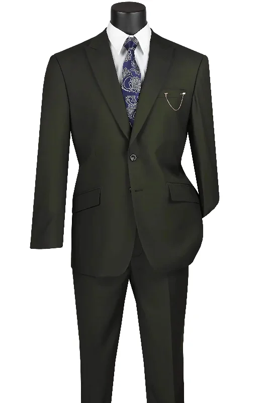 Modern Coats Olive Modern Fit 2 Piece Suit Textured Solid with Peak Lapel