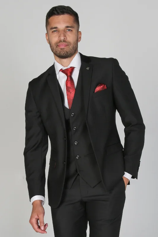 Classic Leather Parker Black Three Piece Suit