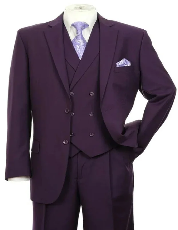 Hiking Boots Pleated Suit - Mens Suits With Pleated Pant -  Regular Fit Suit - Purple Suit