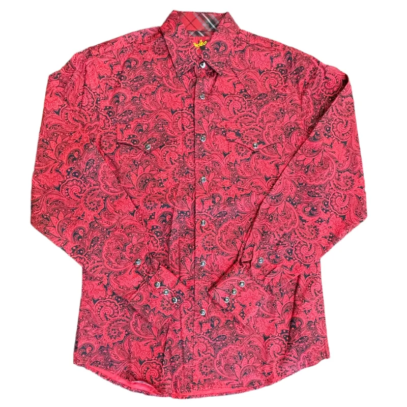 Techwear Fashion Red Paisley L/S