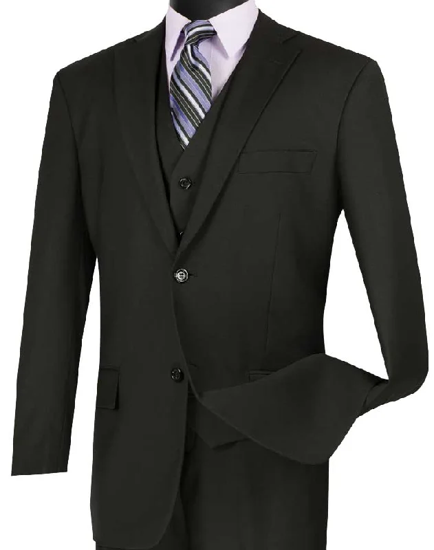 Chunky Sneakers Regular Fit 3 Piece Suit 2 Button Black